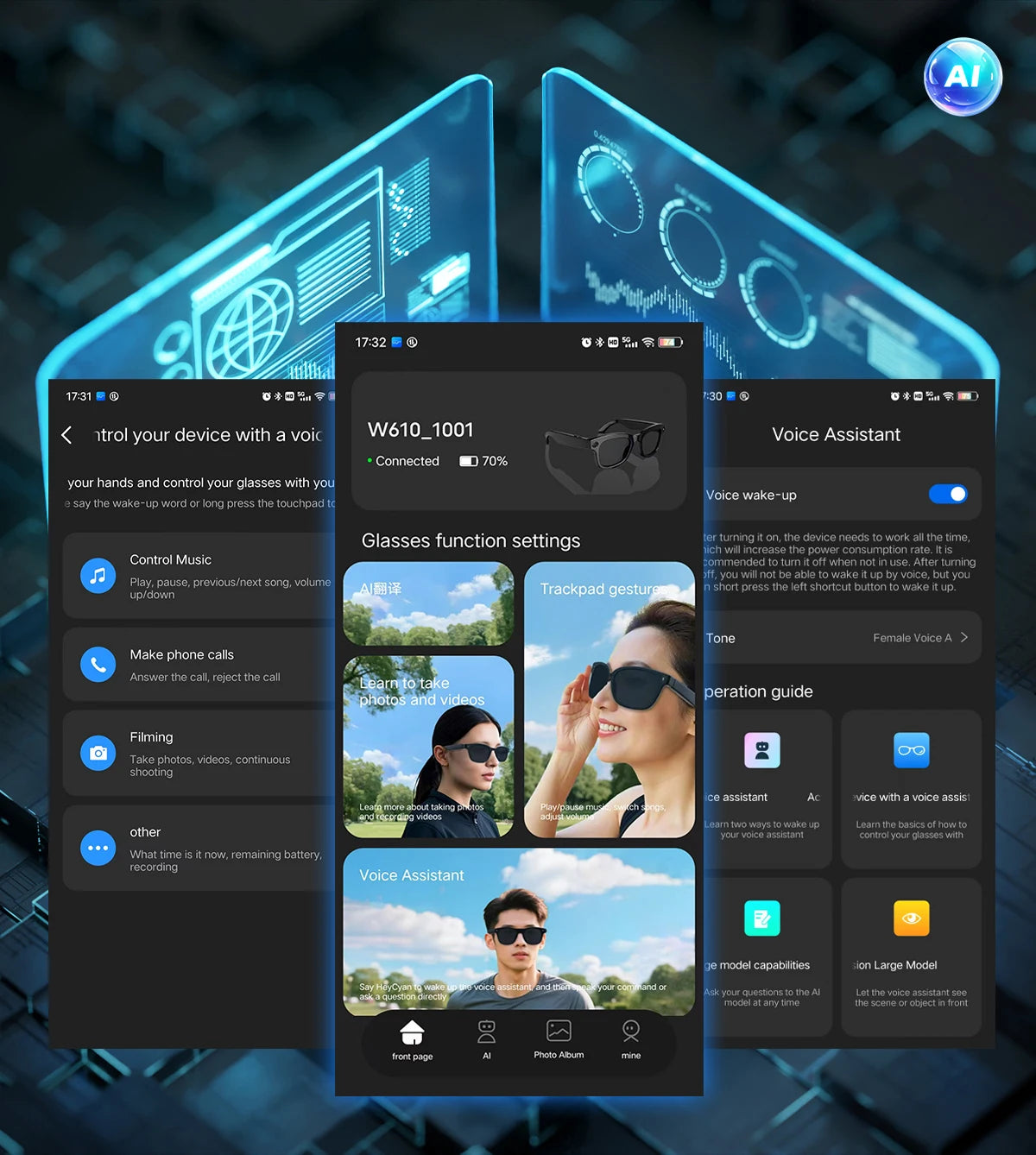 AI Smart Glasses with 8MP Camera Video Recording