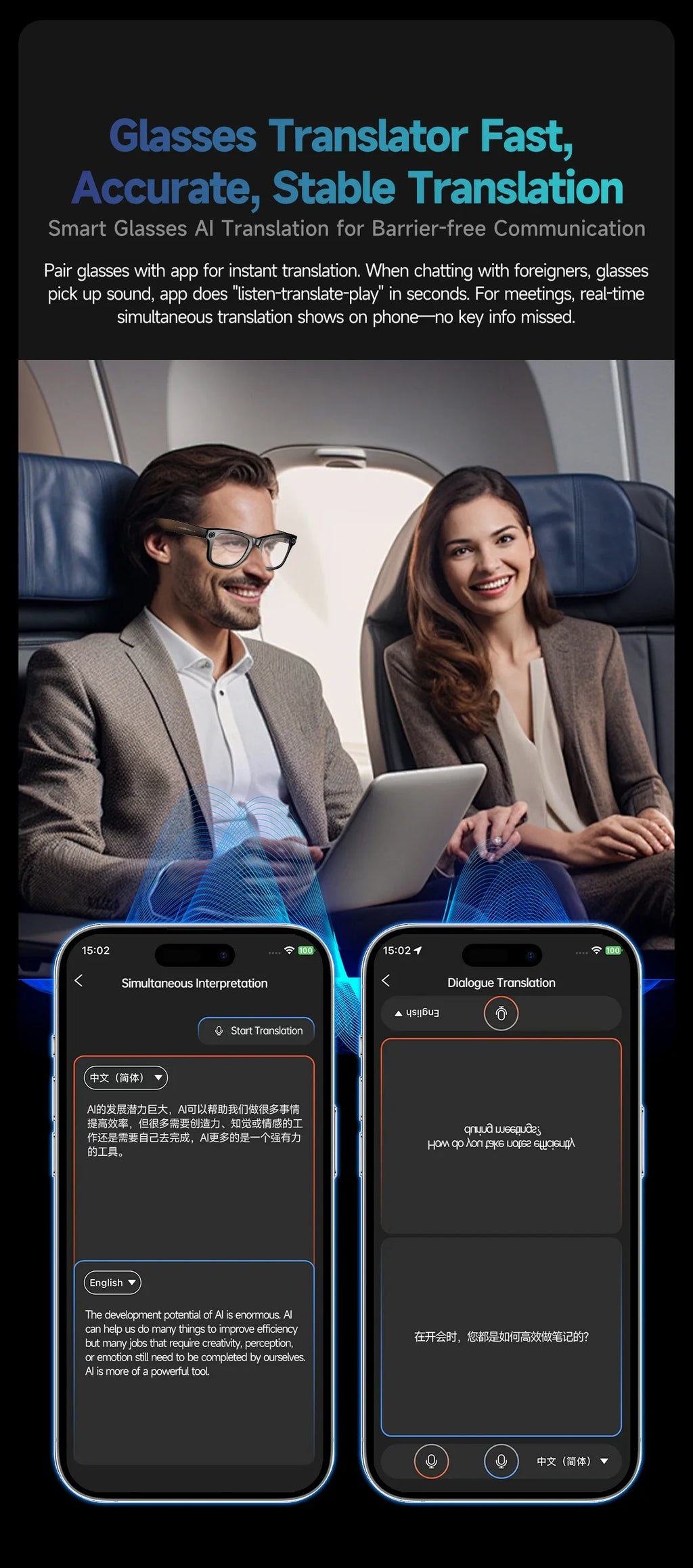 AI Smart Glasses with 8MP Camera Video Recording