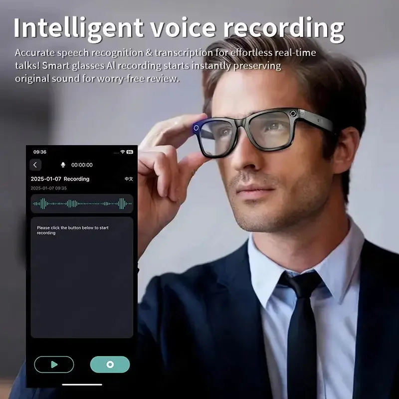 AI Smart Glasses with 8MP Camera Video Recording