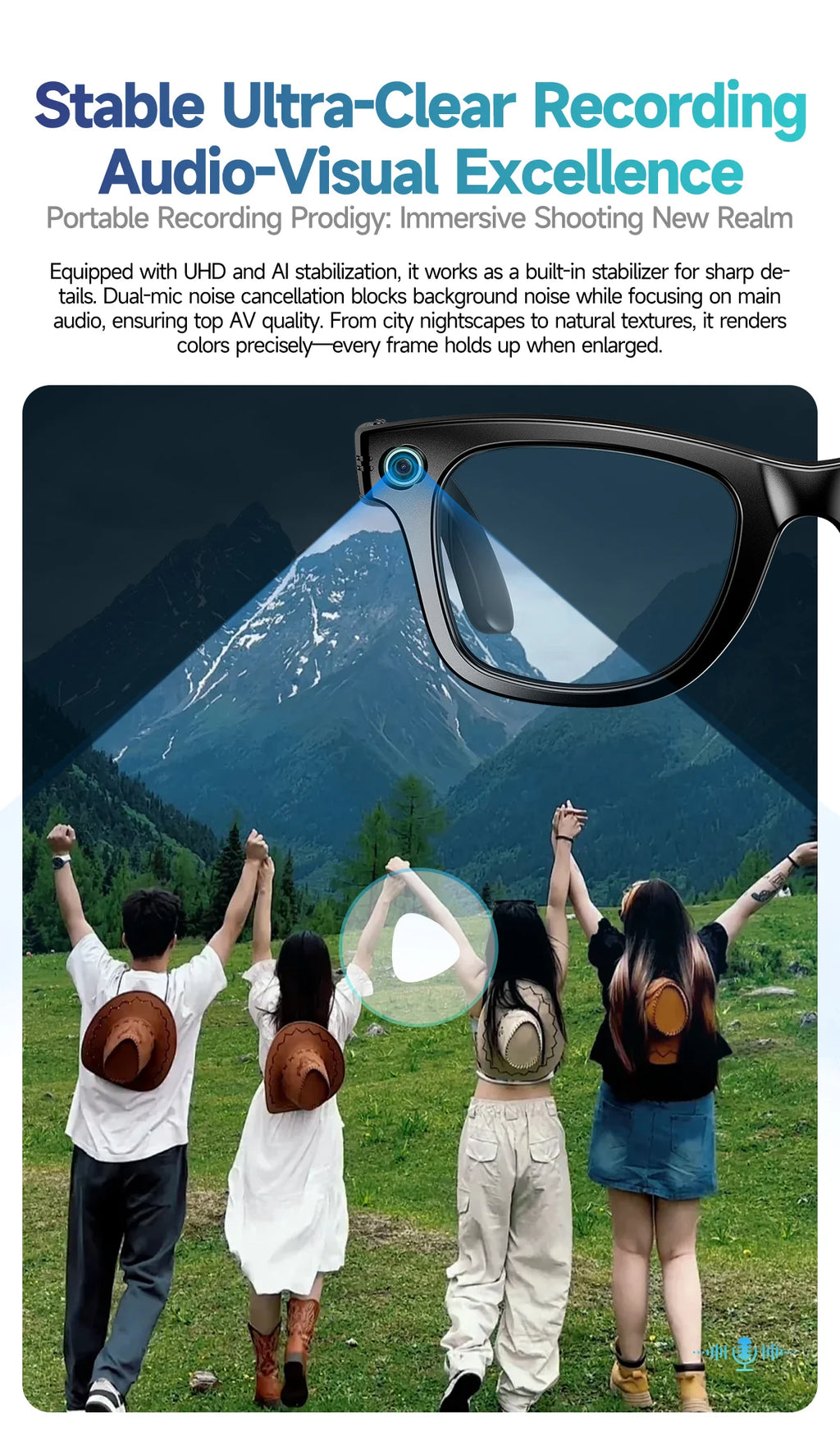 AI Smart Glasses with 8MP Camera Video Recording