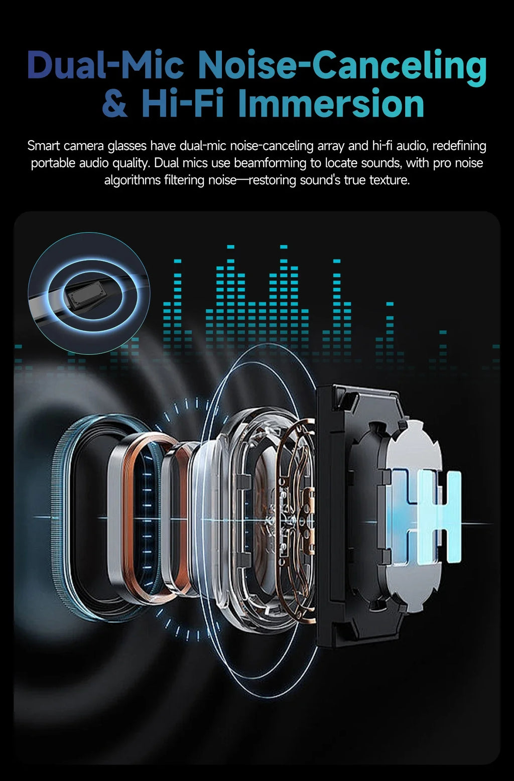 AI Smart Glasses with 8MP Camera Video Recording