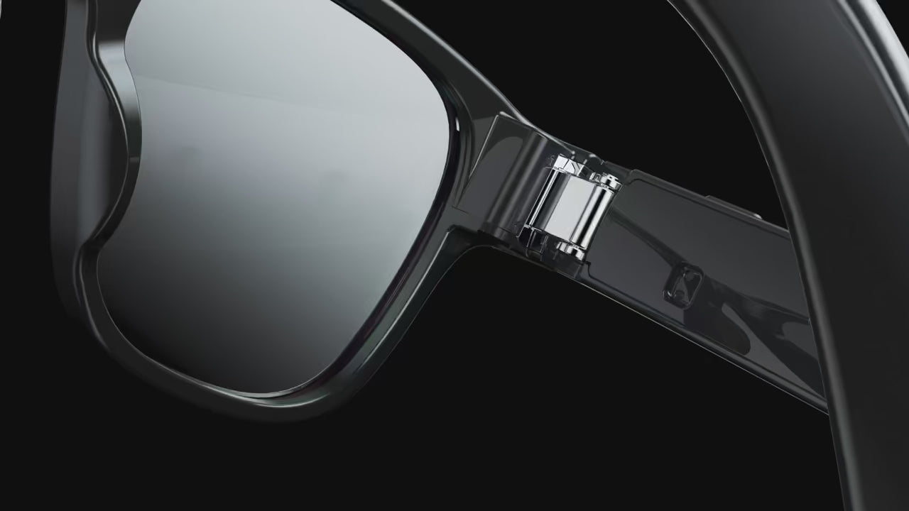 AI smart glasses for taking photos, recording videos, listening to music, voice assistant for translation, touch sensitive.